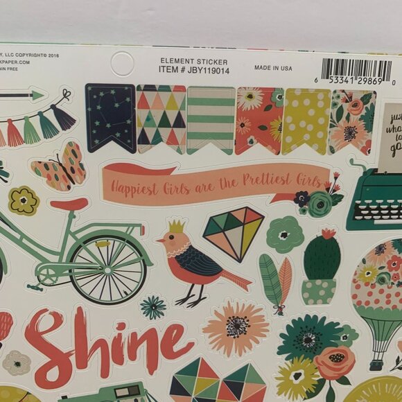 Echo Park "Just Be You" 1 Sticker Sheet/ 4 Two-Sided Sheets Junk Journal - Picture 3 of 4